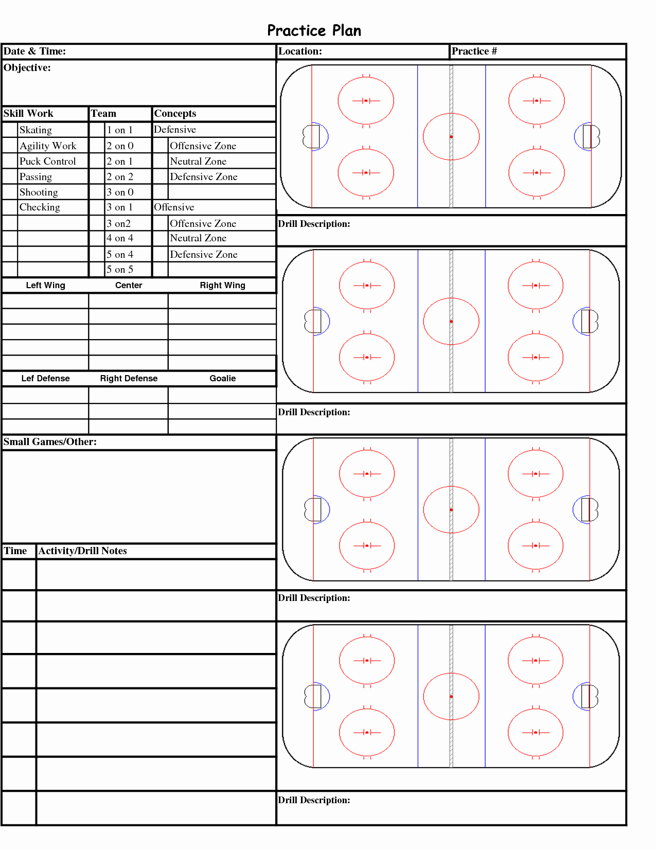 Blank Hockey Practice Plan Template – Atlantaauctionco Inside Blank Hockey Practice Plan Template