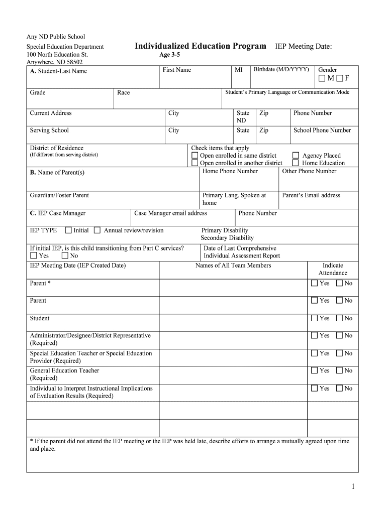 Blank Iep Form - Fill Online, Printable, Fillable, Blank Pertaining To Blank Iep Template