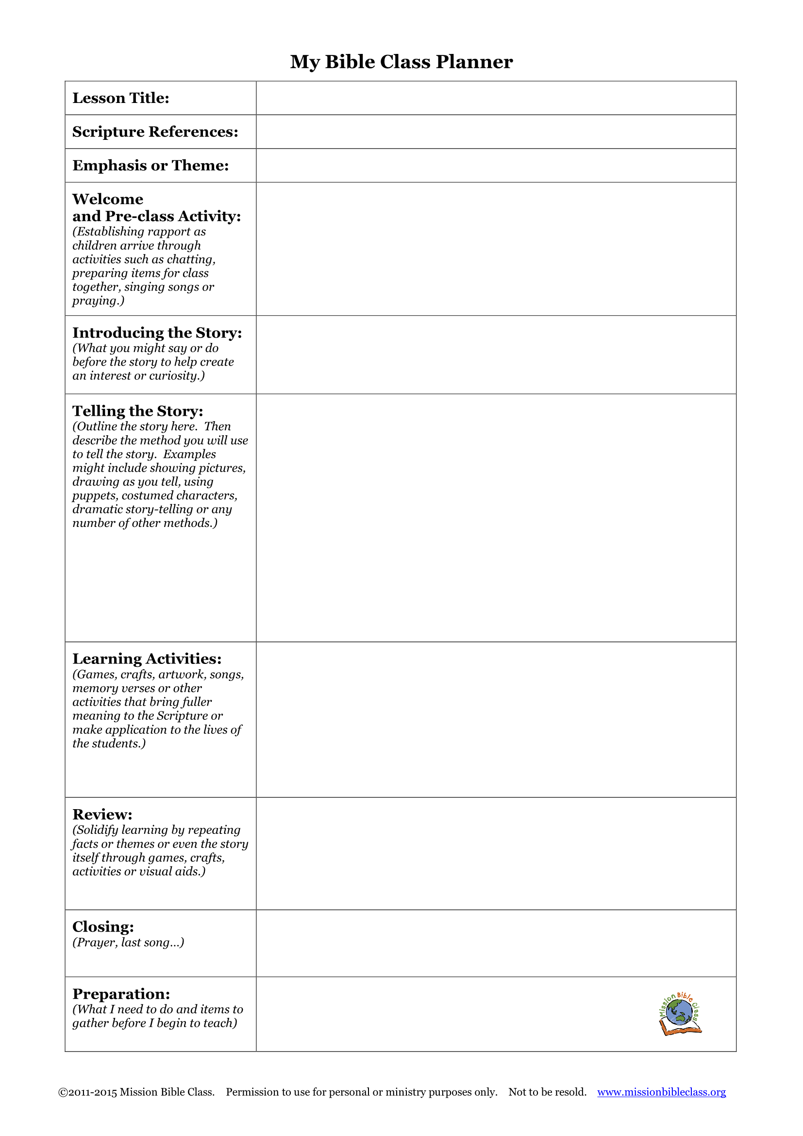 Blank Lesson Plan Templates To Print | Teaching The Bible To In Blank Syllabus Template