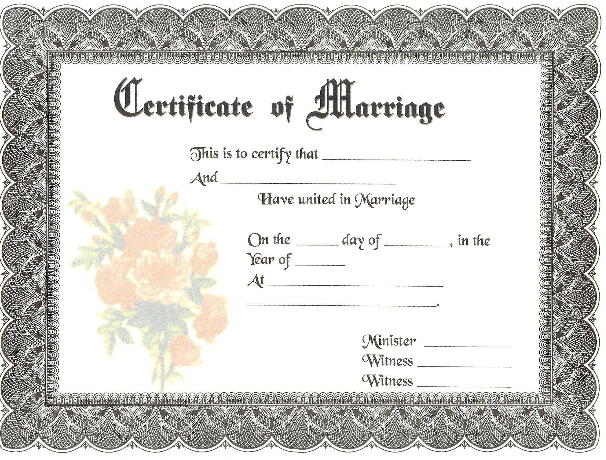 Blank Marriage Certificates | Download Blank Marriage For Blank Marriage Certificate Template