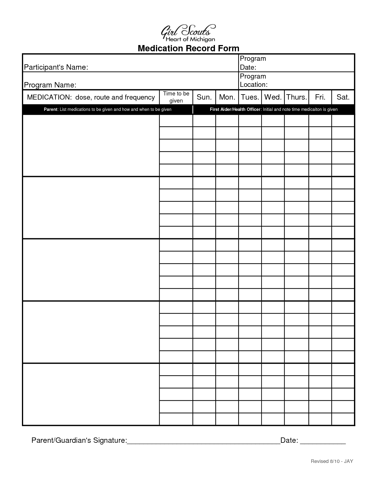 Blank Medication Administration Record Template | Medical Intended For Blank Medication List Templates