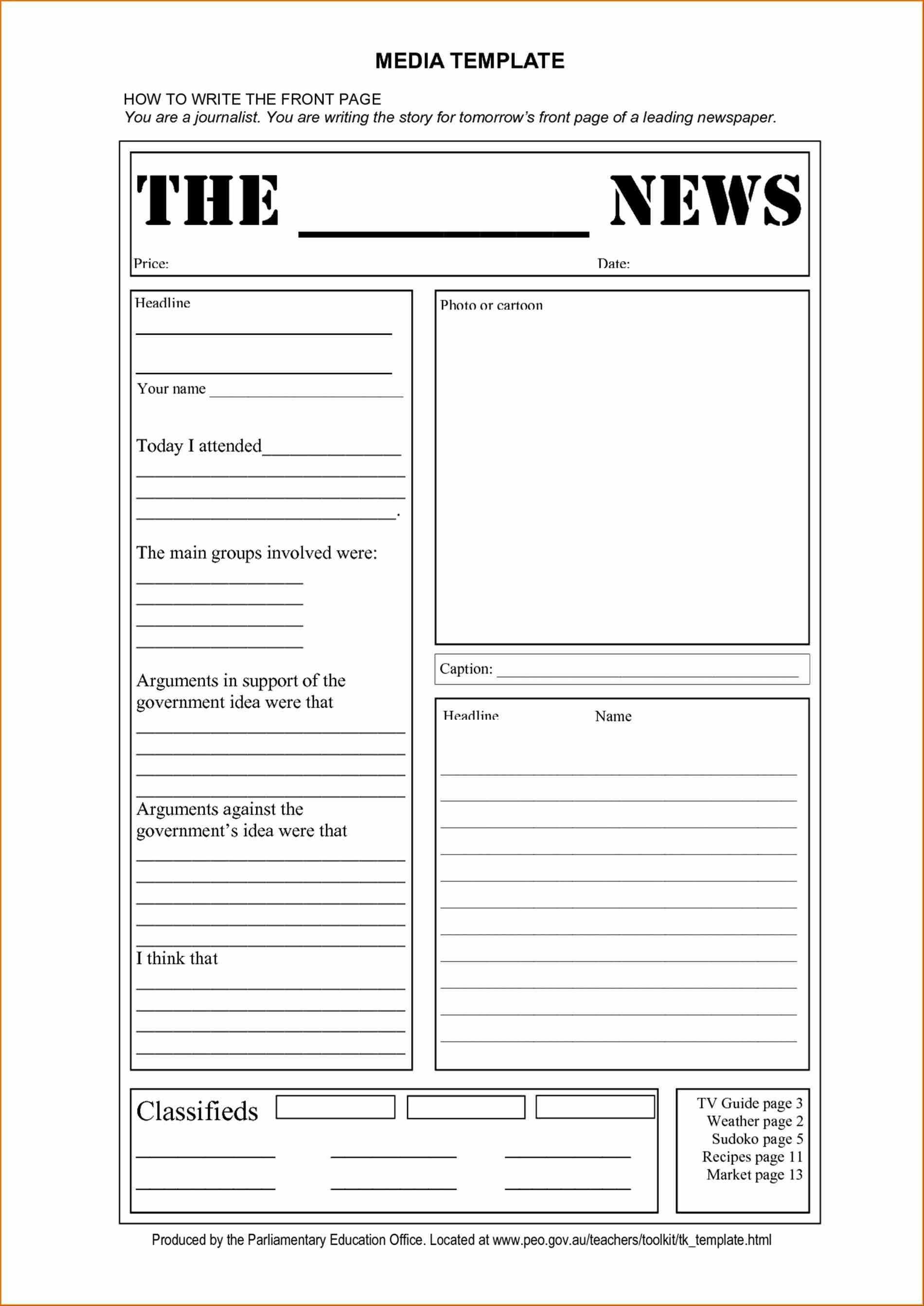 Blank Newspaper Template | Madinbelgrade Pertaining To Blank Newspaper Template For Word