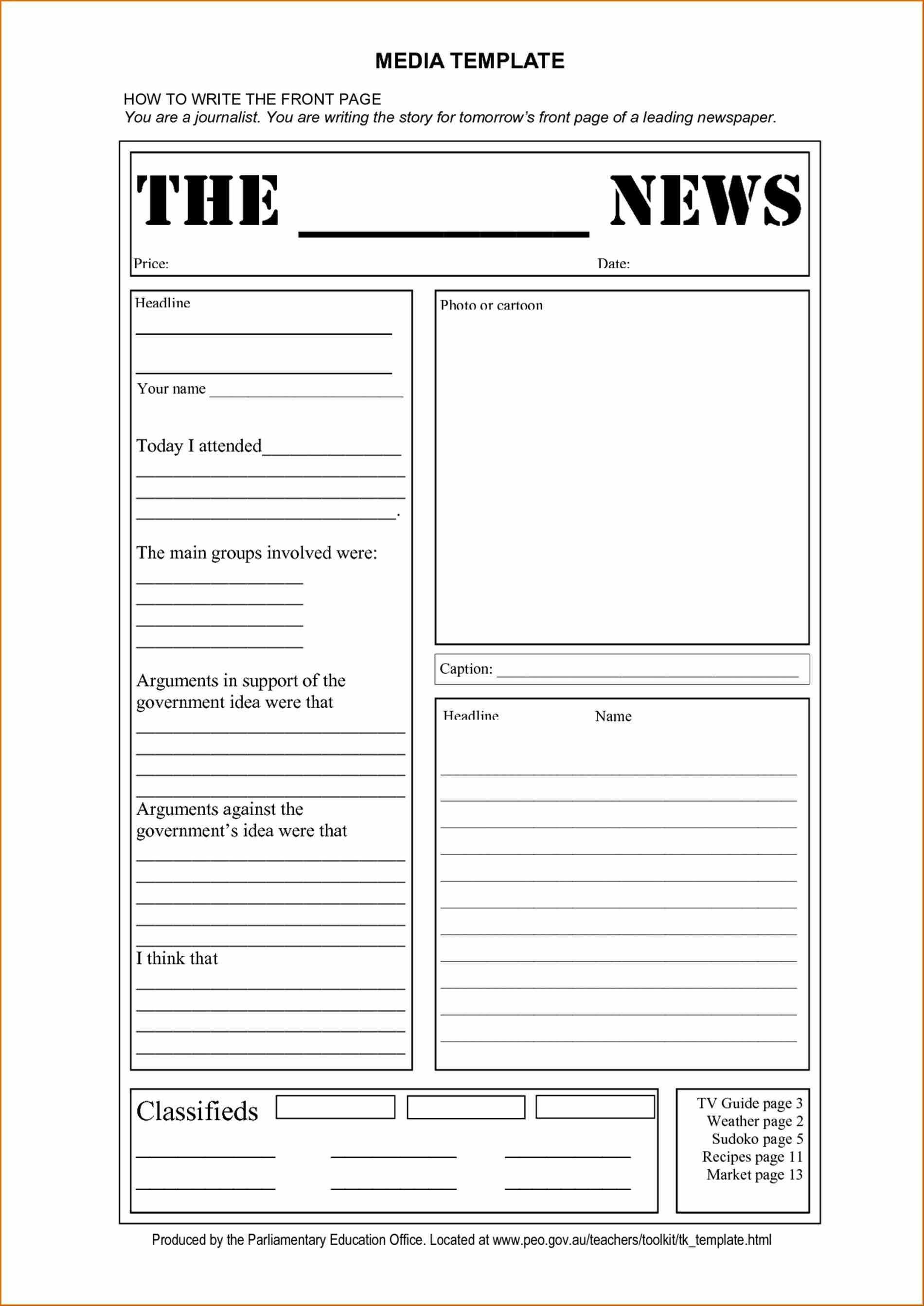 Blank Newspaper Template