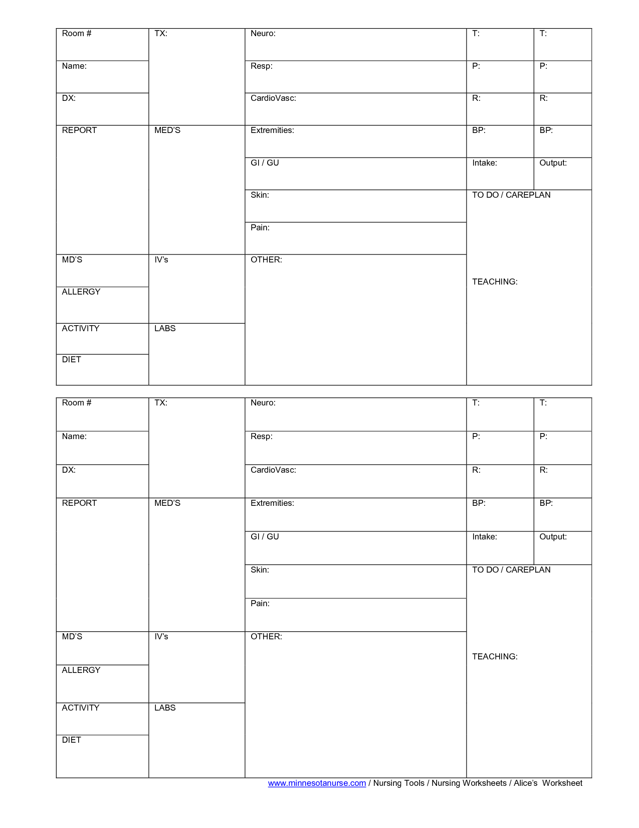 Blank Nursing Report Sheets For Newborns | Nursing Patient With Nursing Report Sheet Template