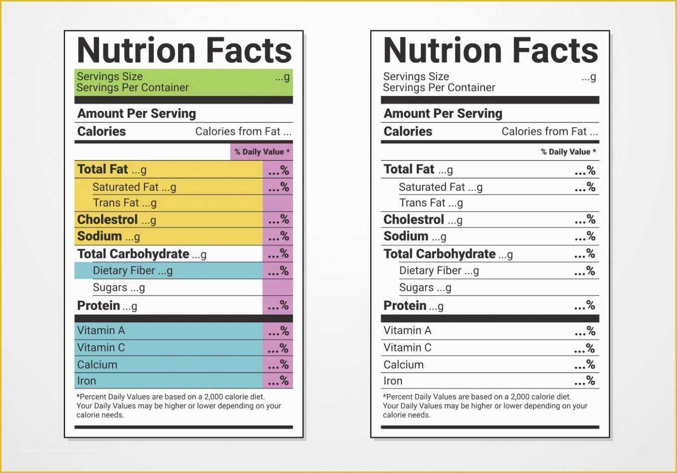 nutrition label facts template blank food vector templates word andon labels regarding nutritional pdf etiqueta examples