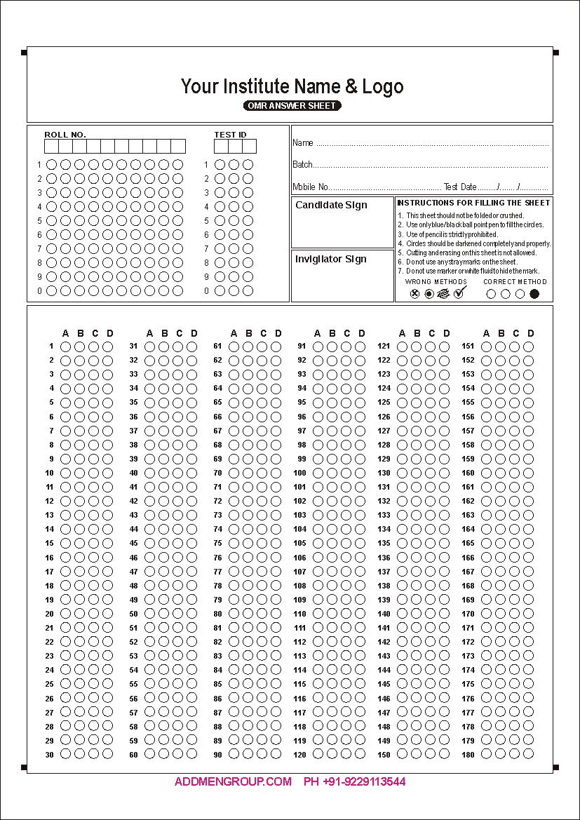 Blank #omr #sheet For Practice Pdf :www.omrsheetsoftware Intended For Blank Answer Sheet Template 1 100