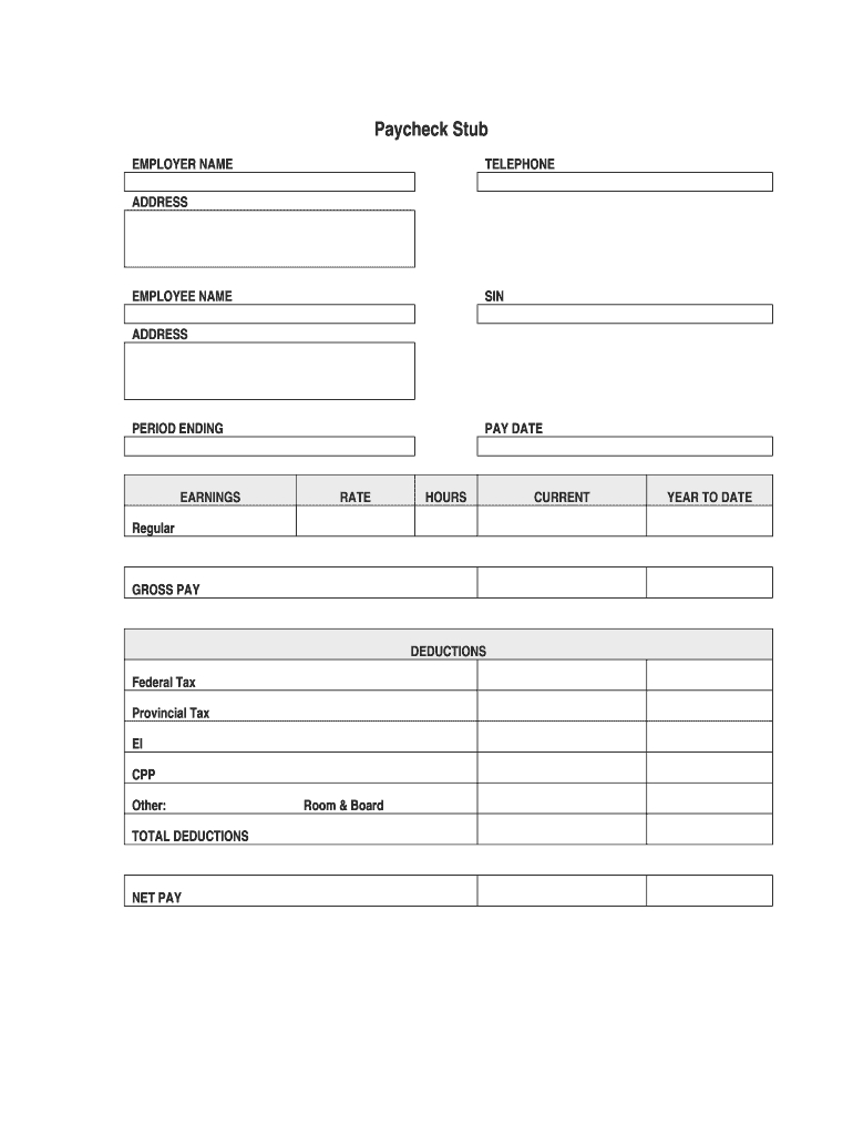 Blank Pay Stubs Template – Fill Online, Printable, Fillable Regarding Blank Pay Stubs Template