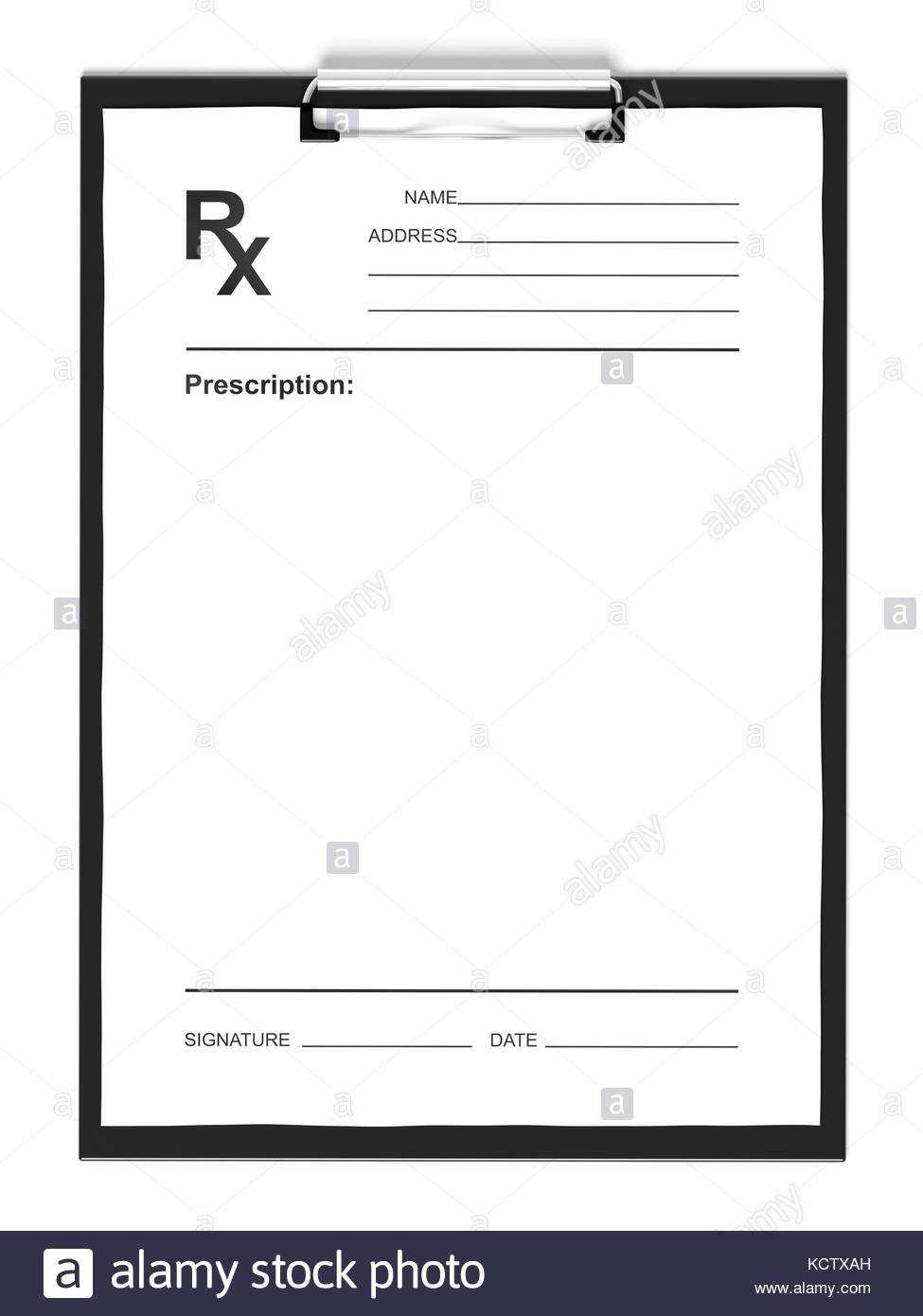 Blank Prescription Form, Isolated On White Background Stock Within Blank Prescription Form Template