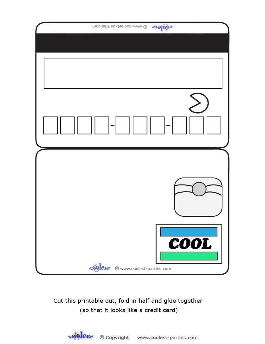 Blank Printable Cool Credit Card Invitations For A Mall Inside Credit Card Template For Kids