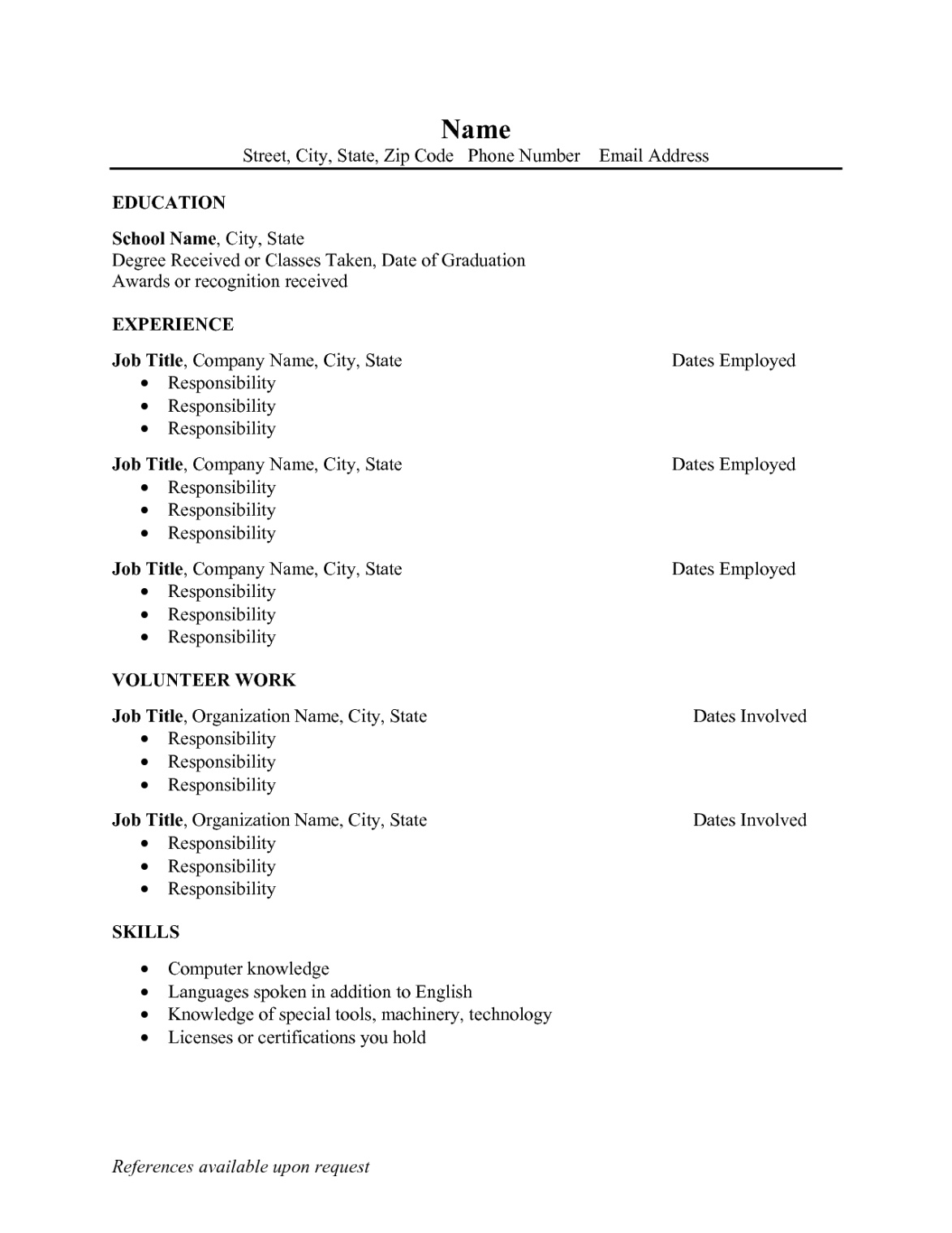 Blank Resume Examples Blank Resume Template Pdf (Free Blank In Free Blank Cv Template Download