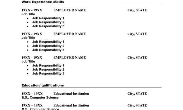 Blank Resume Template Word | Resume | Free Printable Resume for Blank Resume Templates For Microsoft Word