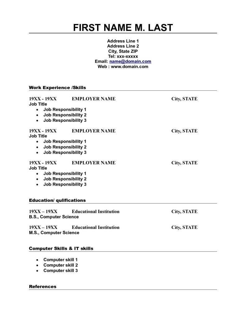 Blank Resume Template Word | Resume | Free Printable Resume For Free Blank Cv Template Download