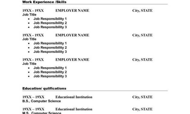 Blank Resume Template Word | Resume | Free Printable Resume with Free Printable Resume Templates Microsoft Word