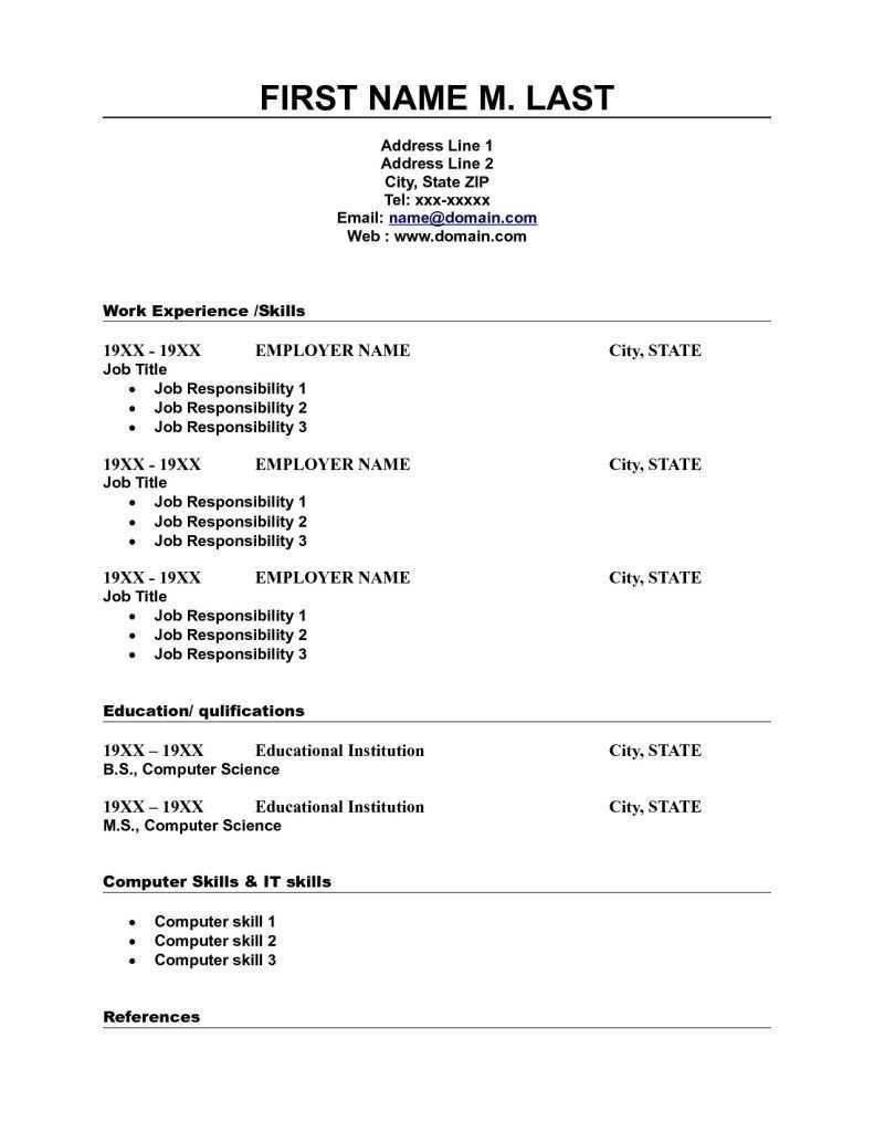 Blank Resume Template Word | Resume | Free Printable Resume Within Free Blank Resume Templates For Microsoft Word