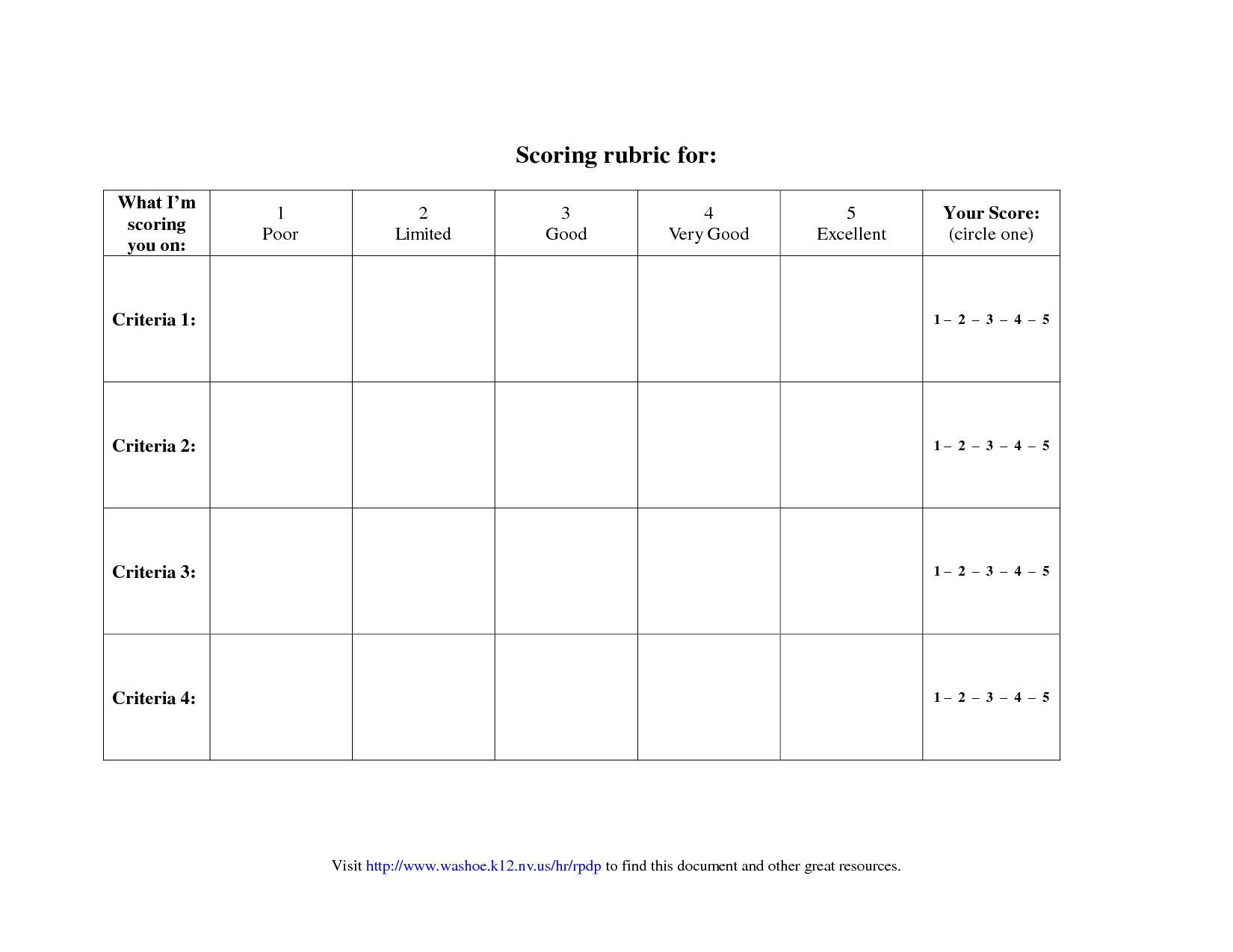 Blank Rubric Template | Point Rubric Worksheet | Gs With Regard To Blank Rubric Template