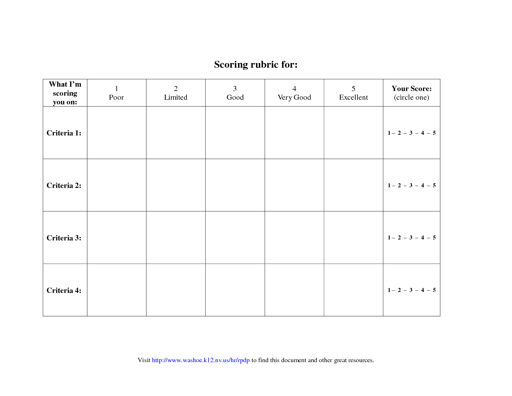 Blank Rubric Template | Point Rubric Worksheet | Gs With Regard To Blank Rubric Template