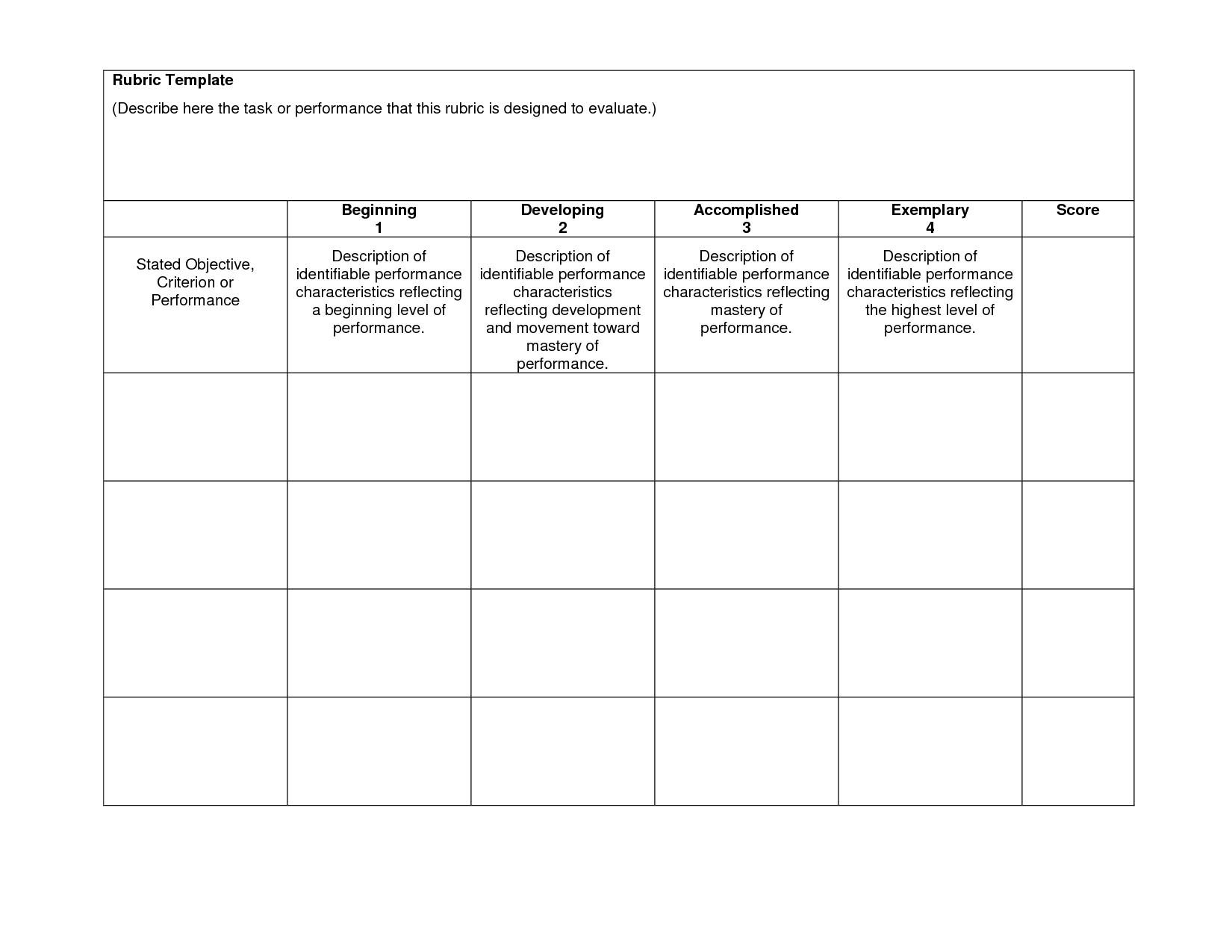 Blank Rubrics To Fill In | Rubric Template – Download Now Regarding Blank Rubric Template