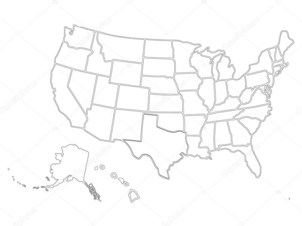 Blank Similar Usa Map Isolated On White Background. United Intended For Blank Template Of The United States