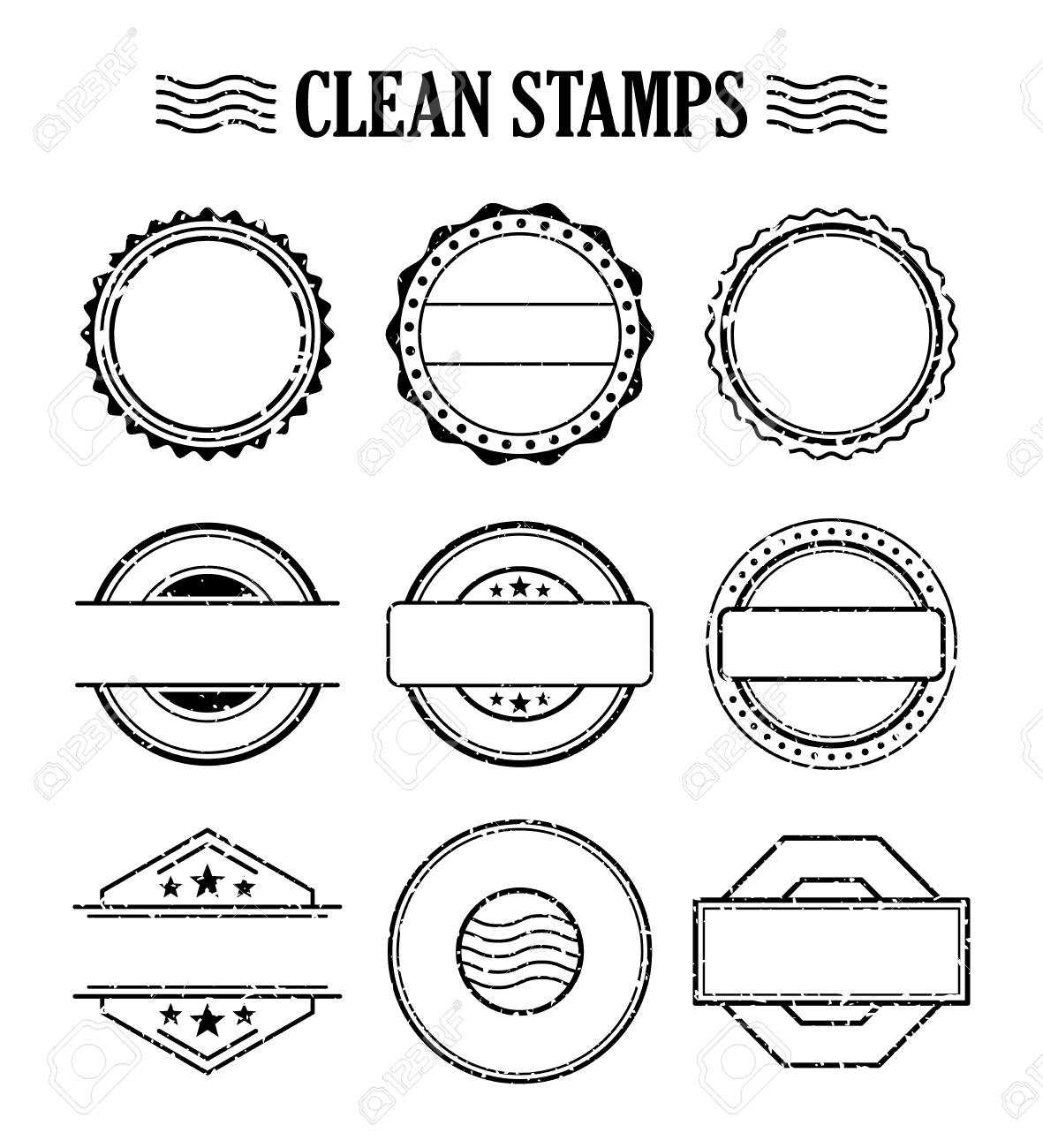 Blank Stamp Set, Ink Rubber Seal Texture Effect. Postage And.. Regarding Blank Seal Template
