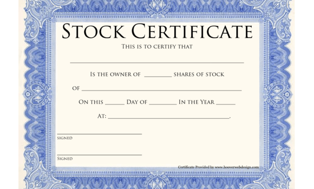Blank Stock Certificate Template | Printable Stock regarding Blank Share Certificate Template Free