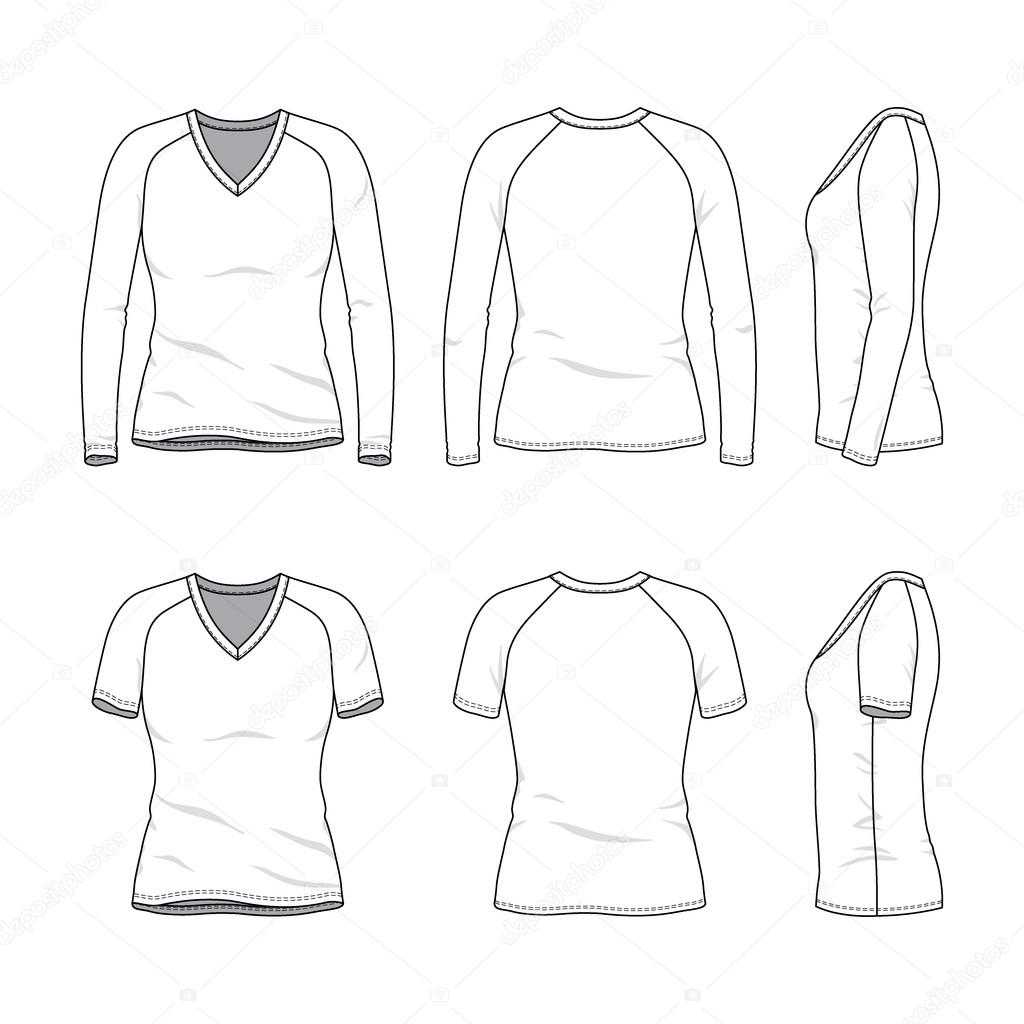 Blank V Neck T Shirt And Tee. — Stock Vector © Aunaauna2012 Inside Blank V Neck T Shirt Template
