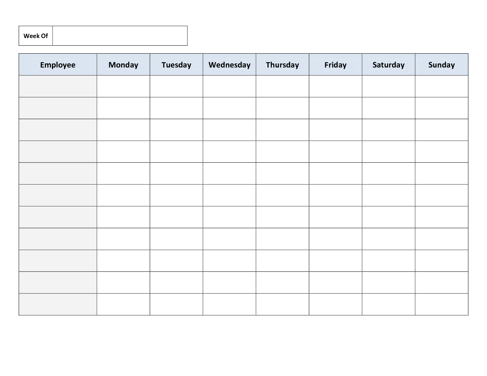Blank Weekly Work Schedule Template | Schedule | Cleaning Inside Blank Cleaning Schedule Template