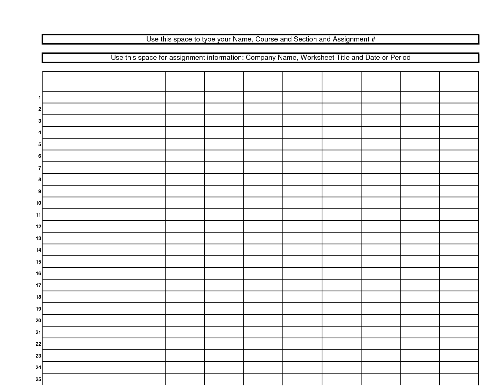 Blank+10+Column+Worksheet+Template | Clever House Ideas Within Blank Table Of Contents Template Pdf