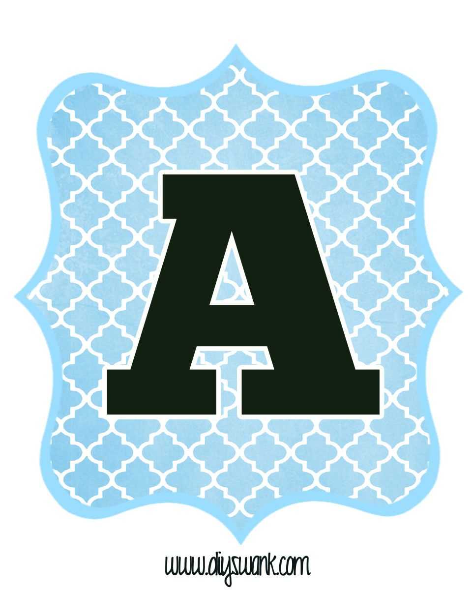 Blue And Black Printable Letters For Banners | Free With Christening Banner Template Free