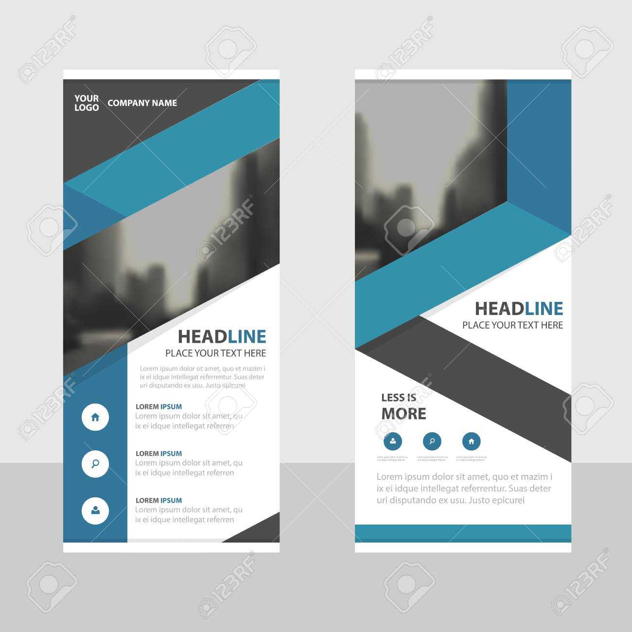 Blue Business Roll Up Banner Flat Design Template ,abstract Geometric.. For Pop Up Banner Design Template