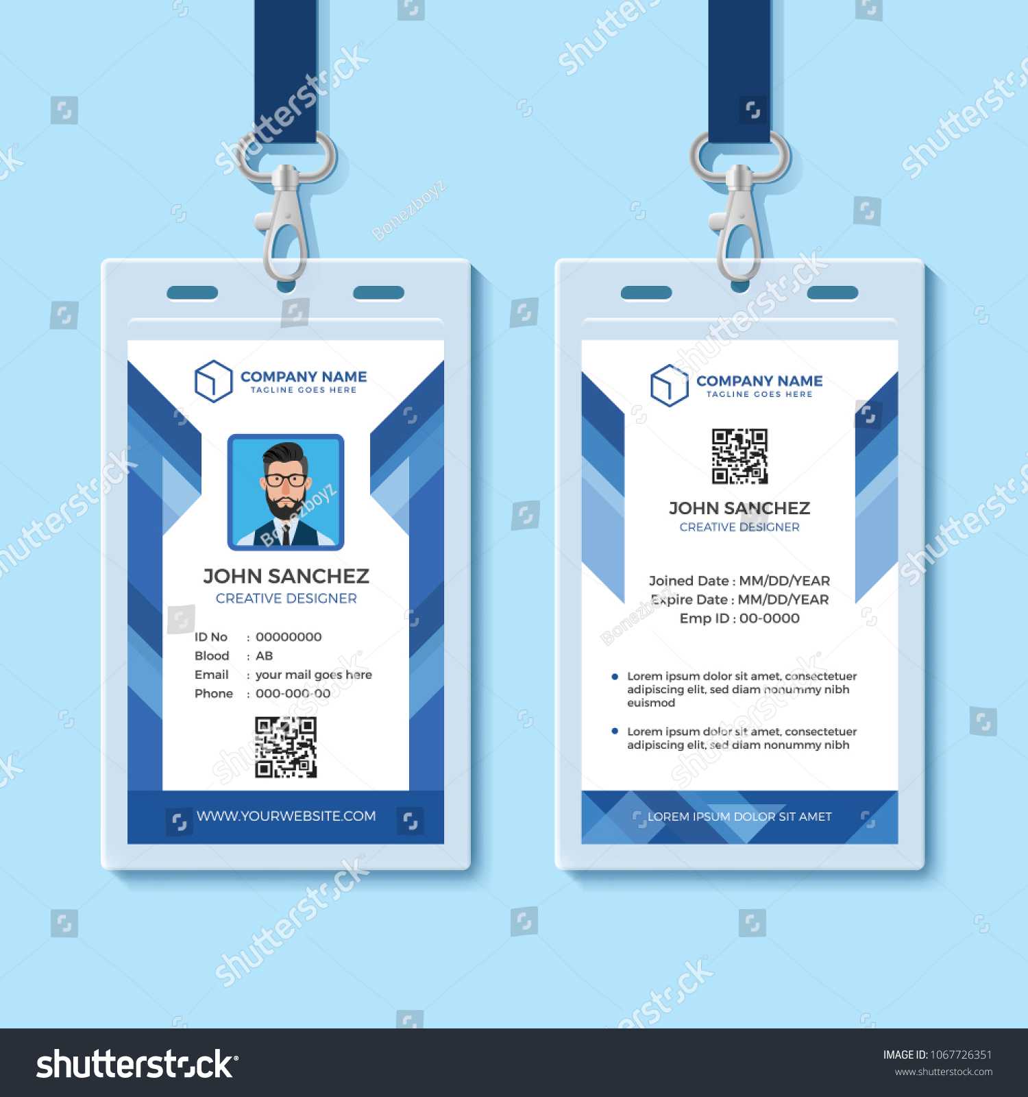 Blue Employee Id Card Template Stock Image | Download Now With Work Id Card Template