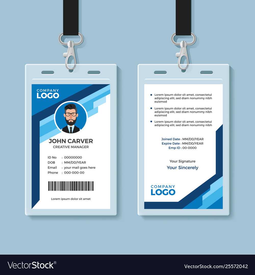 Blue Graphic Employee Id Card Template In Personal Identification Card Template