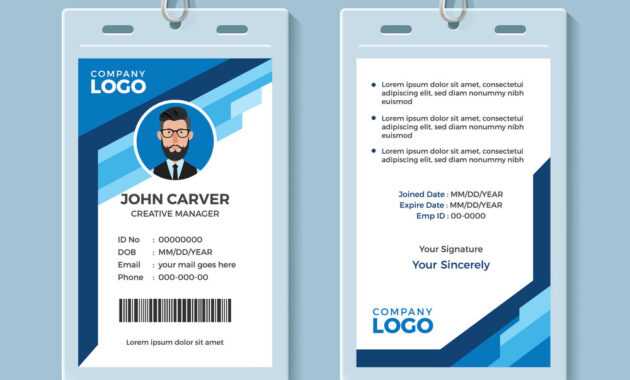Blue Graphic Employee Id Card Template with regard to Id Card Template Ai