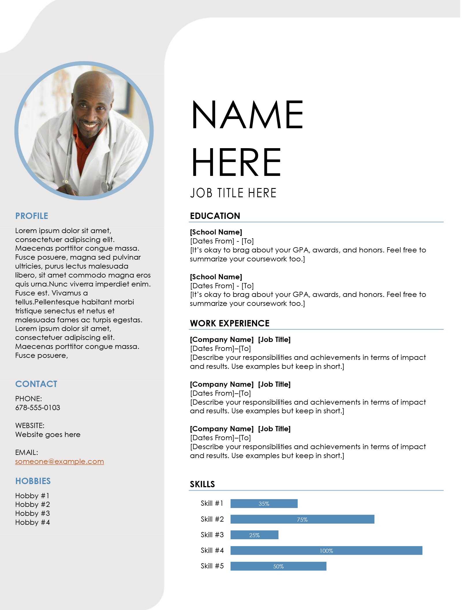 Blue Grey Resume With Regard To Microsoft Word Resume Template Free