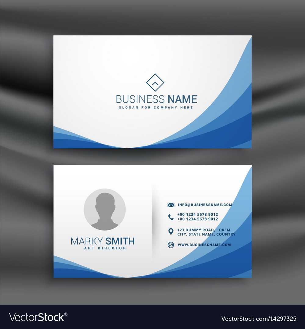 Blue Wave Simple Business Card Design Template With Visiting Card Illustrator Templates Download