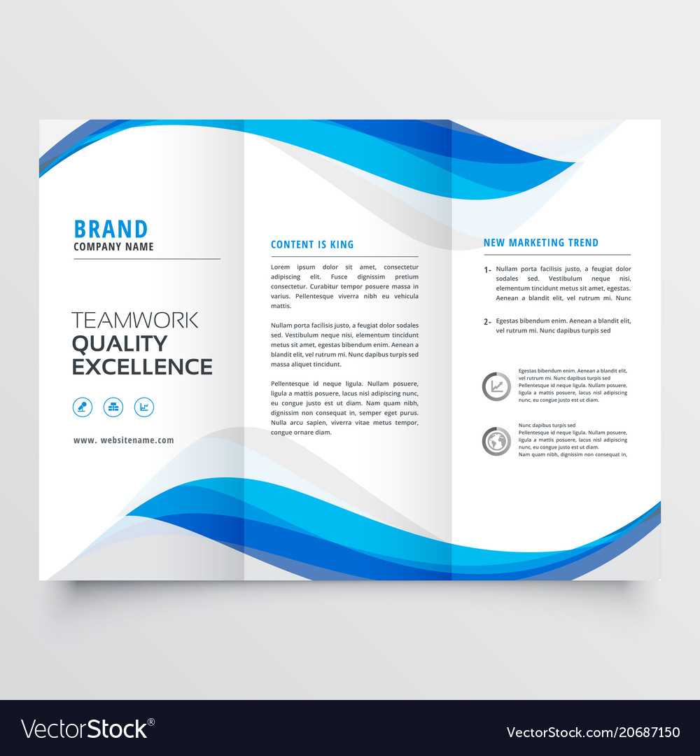 Blue Wavy Business Trifold Brochure Template With Free Illustrator Brochure Templates Download