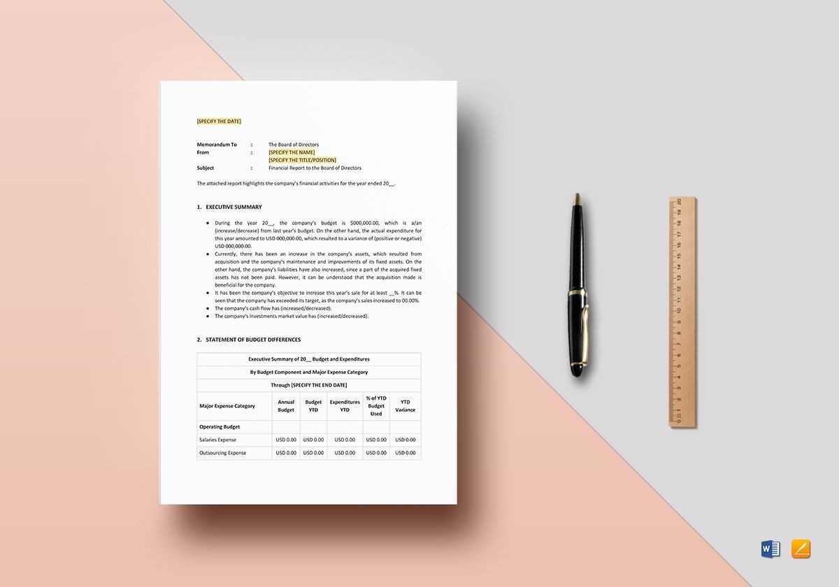 Board Of Directors Financial Report Template In Annual Financial Report Template Word