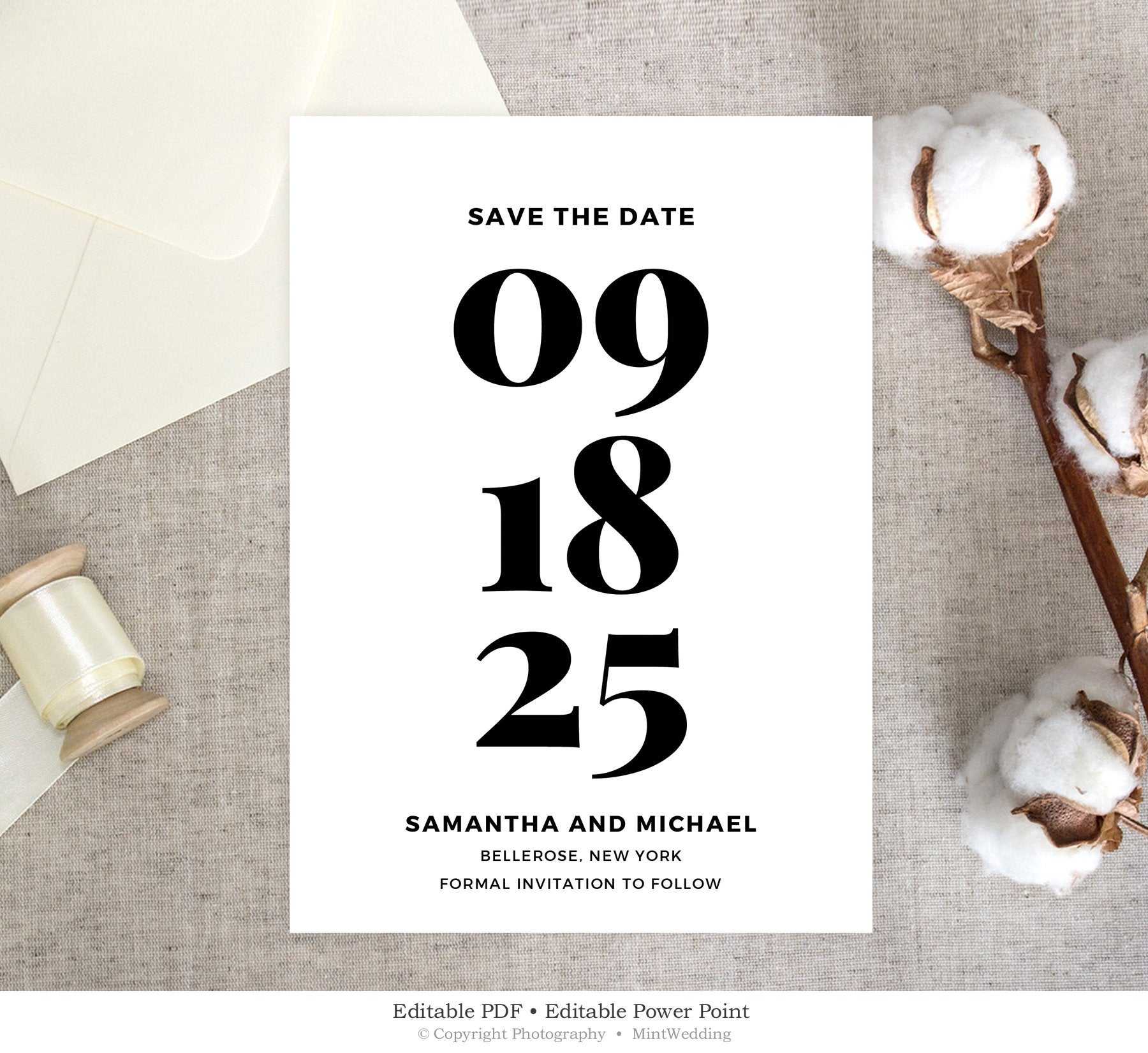 Bold Save The Date Card Printable, Wedding Save The Date Template, Black  And White Save The Date, Classic Wedding Instant Download Sd5 Regarding Save The Date Powerpoint Template