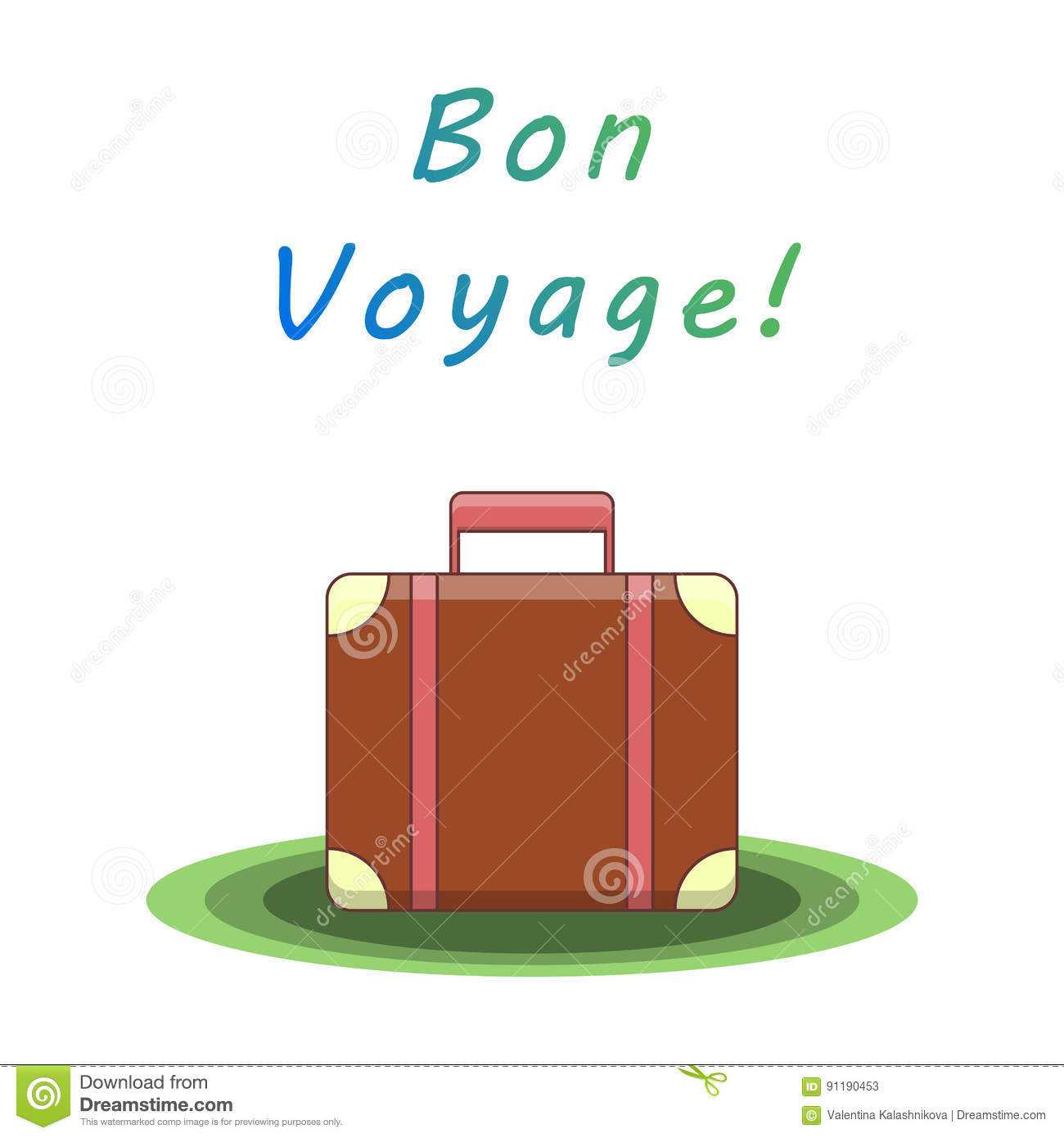 Bon Voyage Suitcase. Vector Illustration Stock Vector For Bon Voyage Card Template