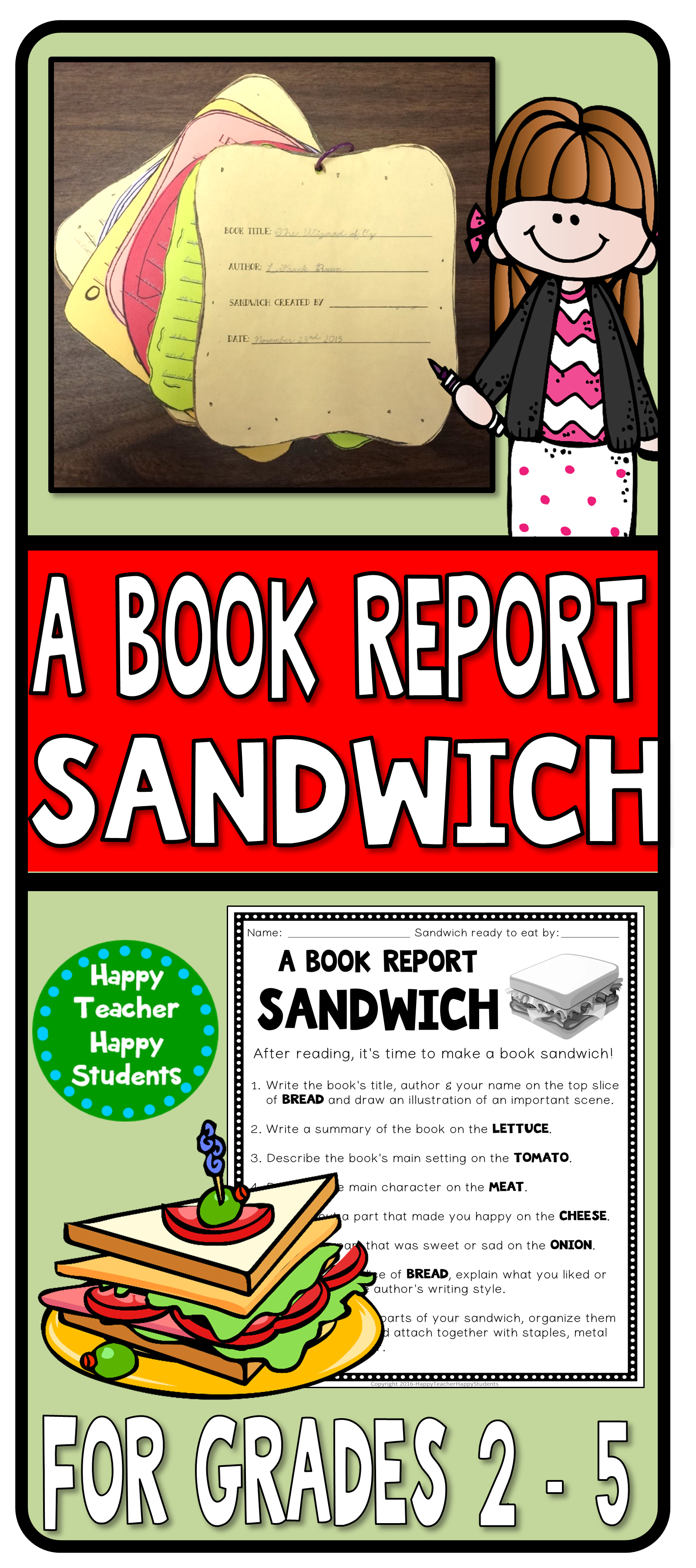 Book Report Sandwich: 7 Layer Sandwich Book Report Intended For Sandwich Book Report Printable Template