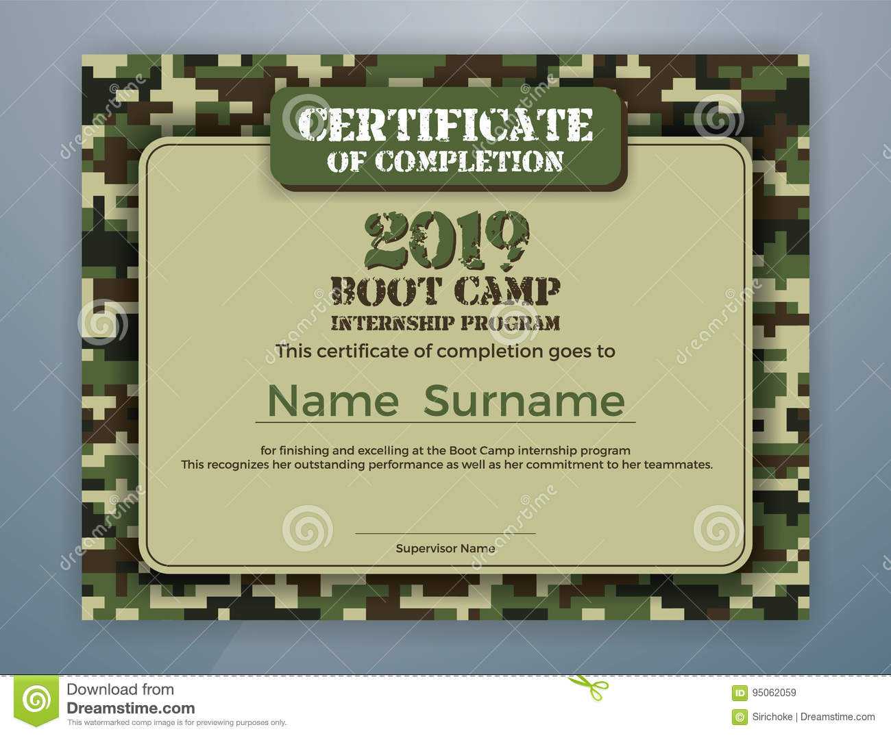 Boot Camp Internship Program Certificate Template Stock With Regard To Boot Camp Certificate Template