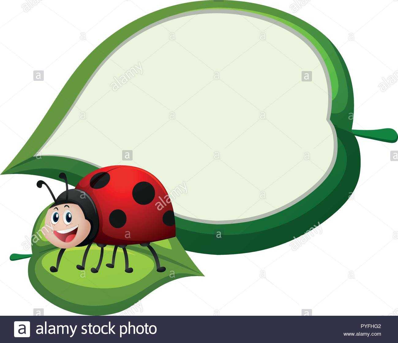 Border Template With Ladybug On Leaf Illustration Stock Throughout Blank Ladybug Template