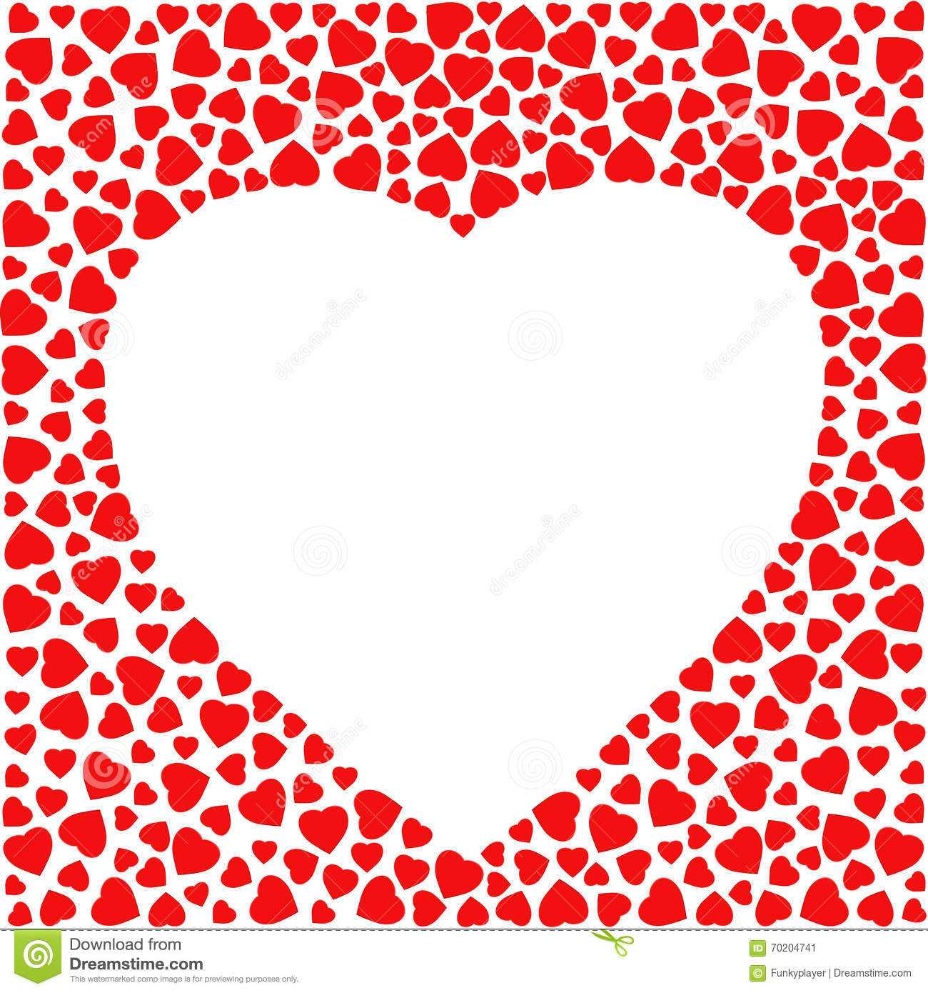 Border With Red Hearts. Greeting Card Design Template For Small Greeting Card Template