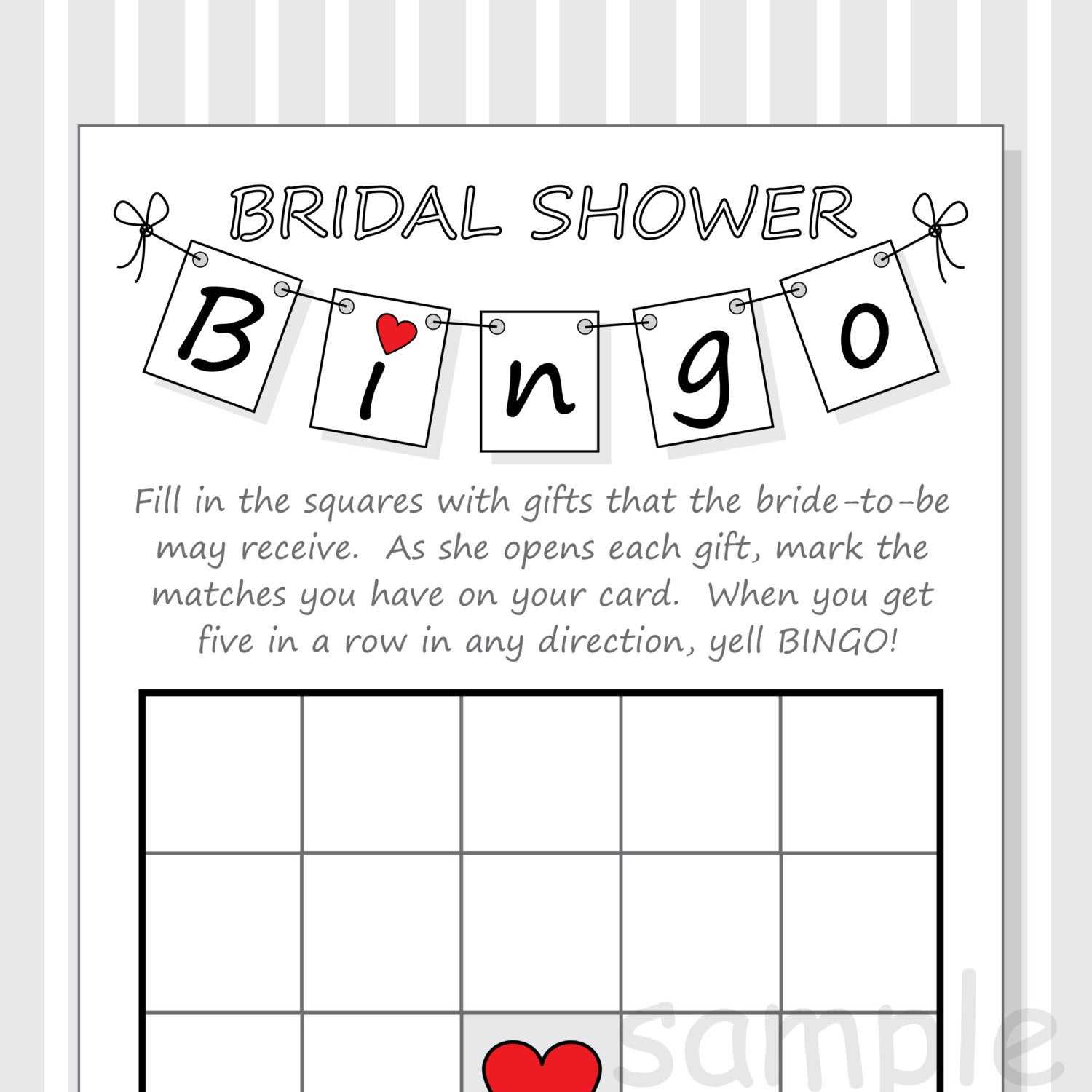Bridal Shower Bingo Card Template Intended For Blank Bridal Shower Bingo Template