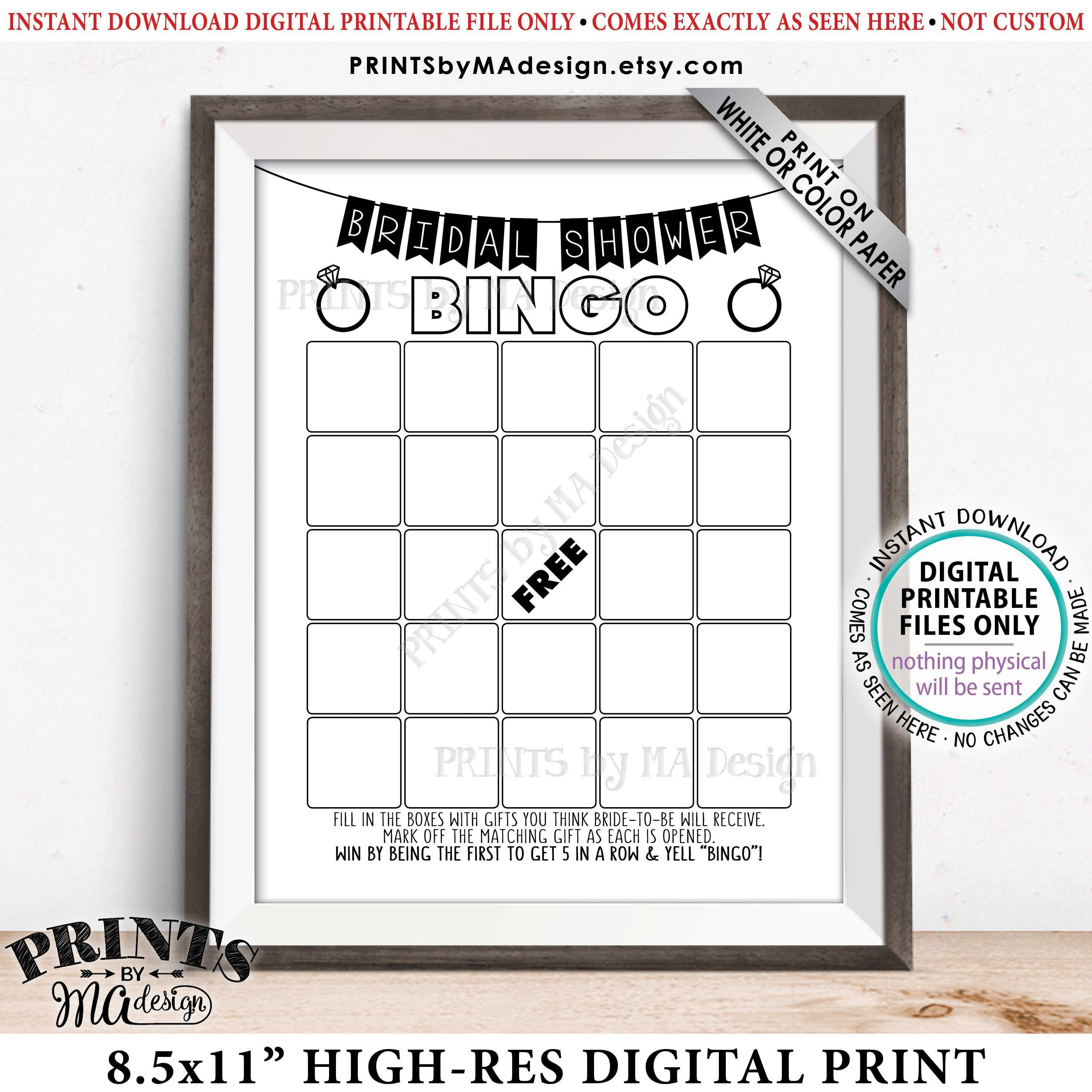 Bridal Shower Bingo Cards, Bridal Shower Bingo Printable For Blank Bridal Shower Bingo Template