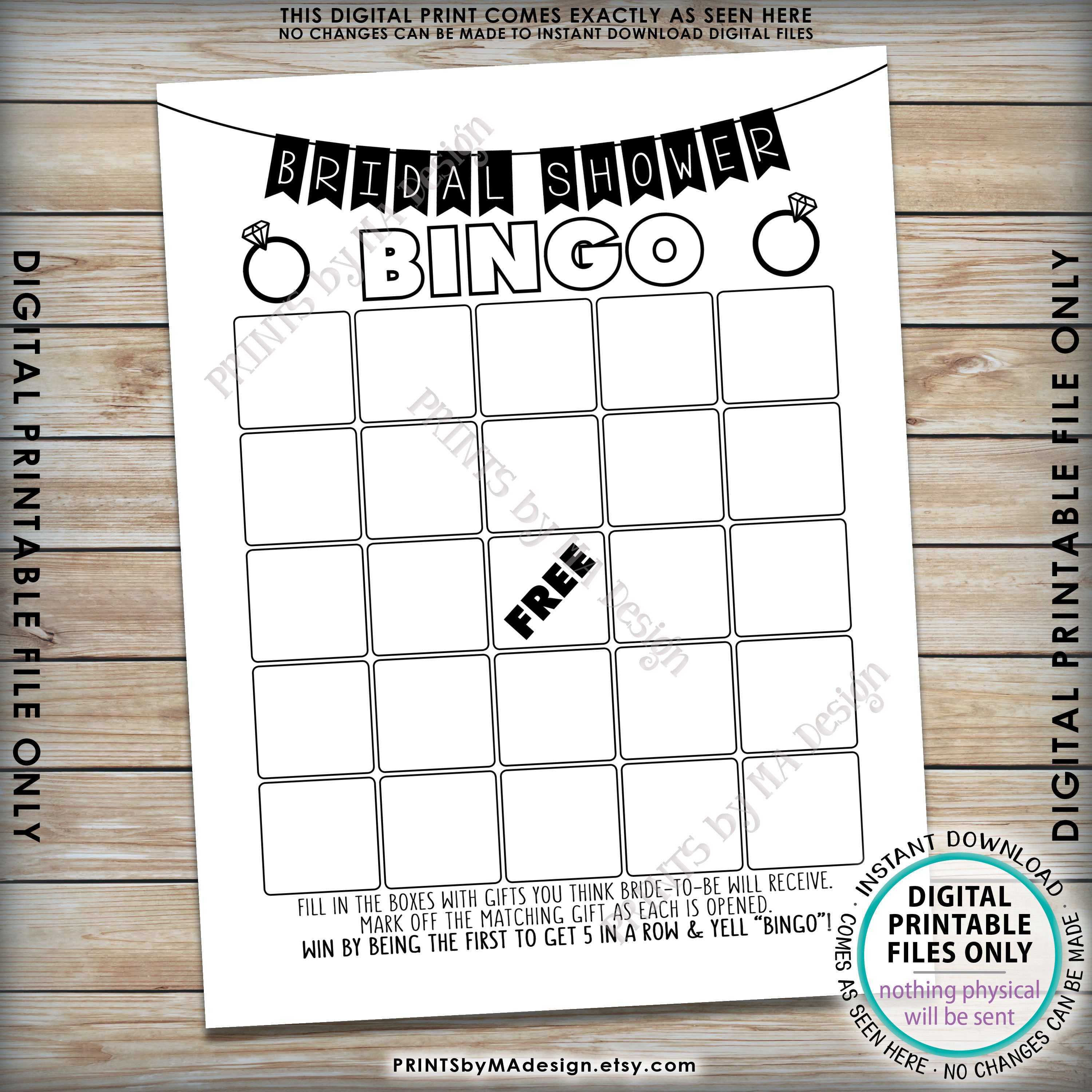 Bridal Shower Bingo Cards, Bridal Shower Bingo Printable Inside Blank Bridal Shower Bingo Template