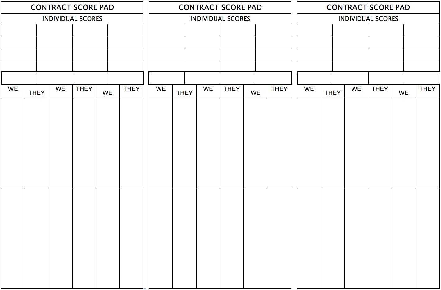 Bridge Score Cards – Byte Insight With Regard To Bridge Score Card Template