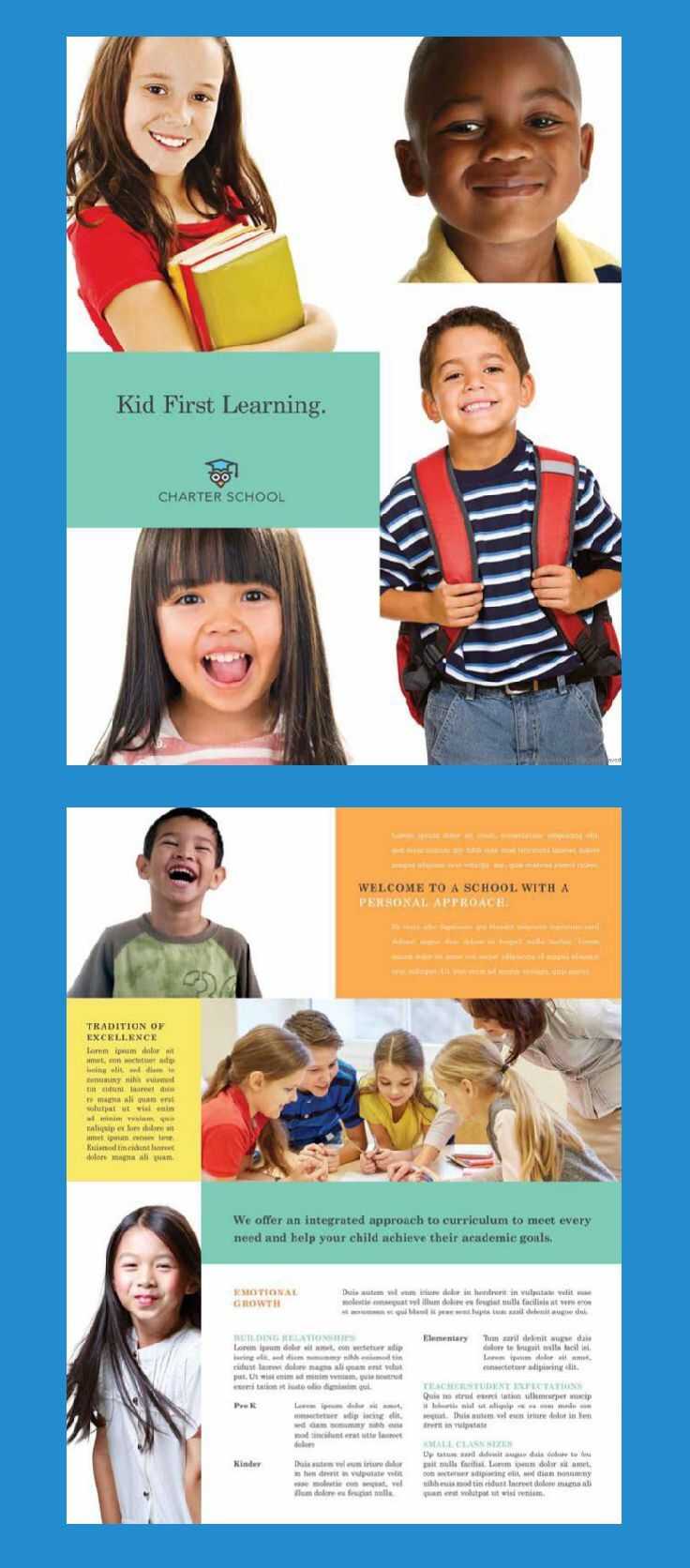 Brochure Design Template For A Primary School Or Charter With Regard To School Brochure Design Templates