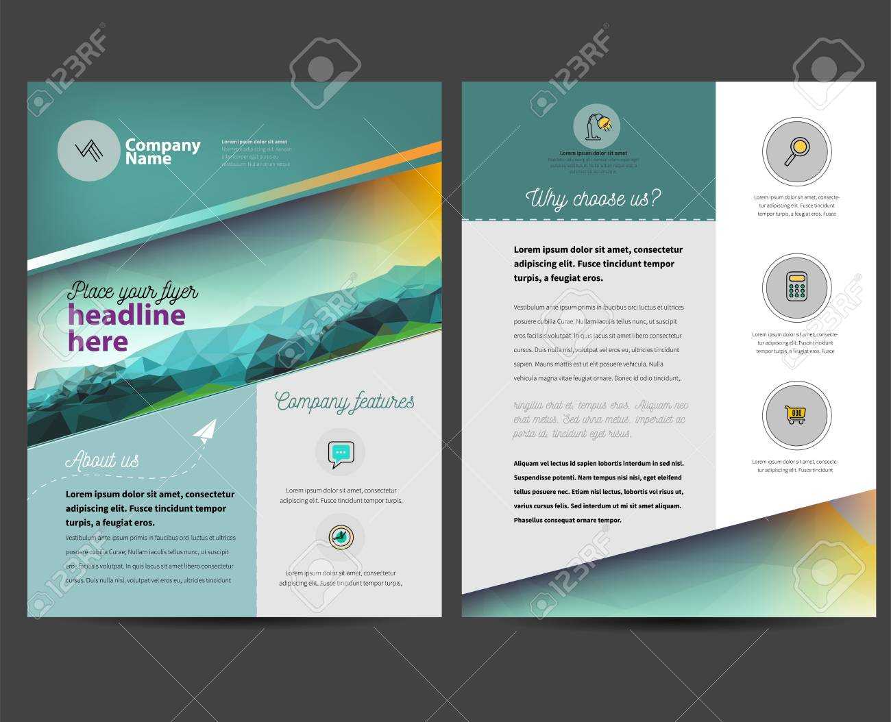 Brochure Or Flyer Design Template In Letter Size Throughout Letter Size Brochure Template