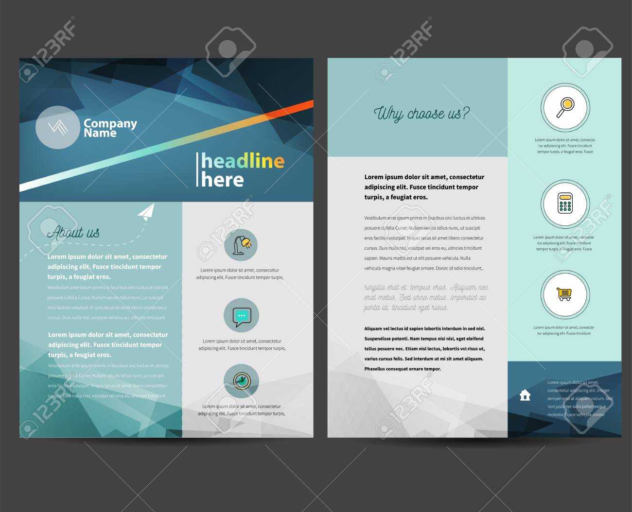 Brochure Or Flyer Design Template In Letter Size Throughout Letter Size Brochure Template