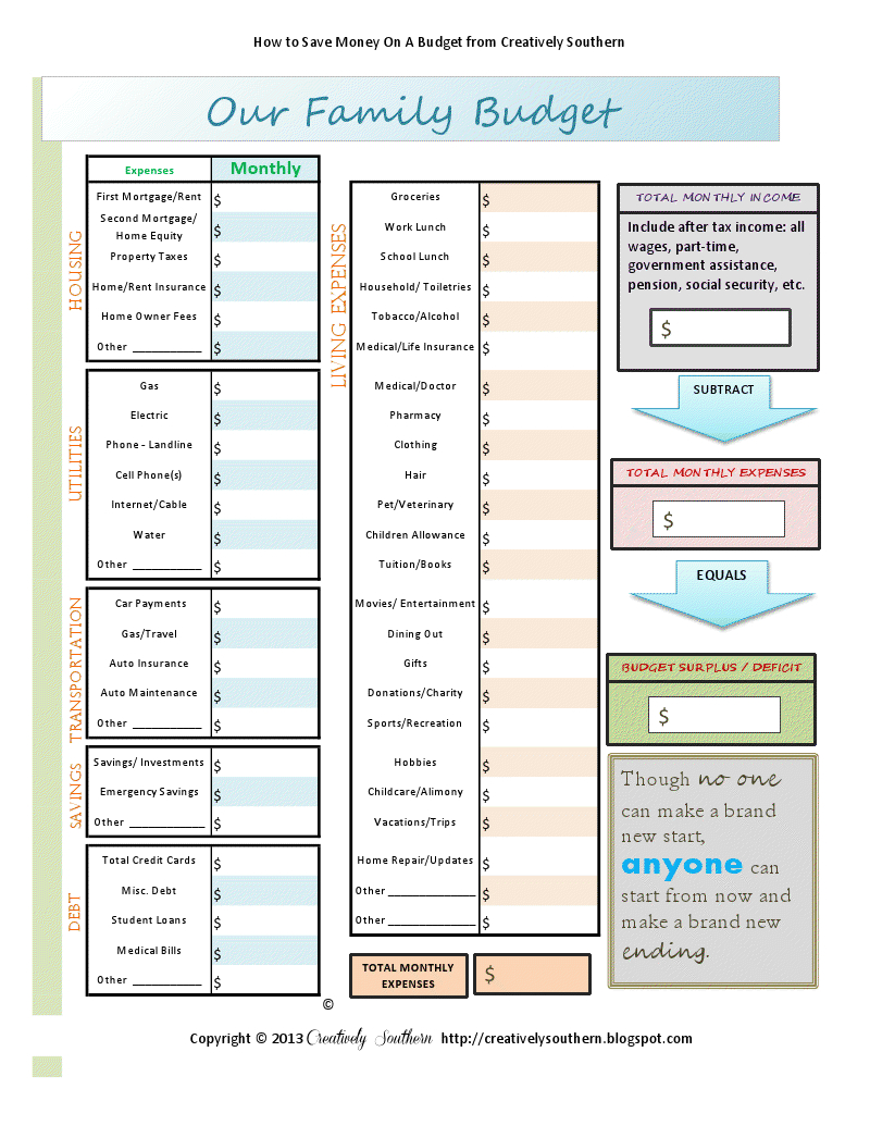 Budget Worksheet Free Printable.pdf | Printables Regarding Sim Card Template Pdf